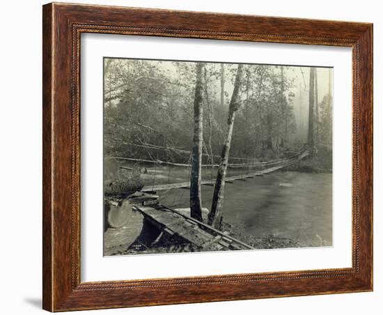 Suspension Bridge, Lake Crescent Road, 1918-Asahel Curtis-Framed Giclee Print