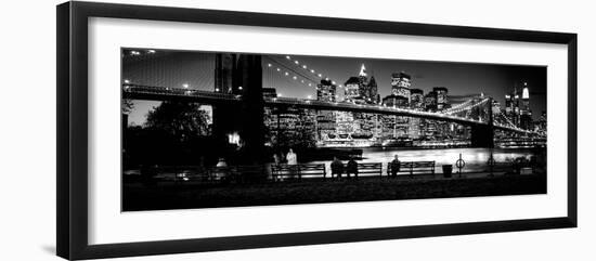 Suspension Bridge Lit Up at Dusk, Brooklyn Bridge, East River, Manhattan, New York City-null-Framed Photographic Print