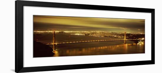 Suspension Bridge Lit Up at Dusk, Golden Gate Bridge, San Francisco, California, USA-null-Framed Photographic Print