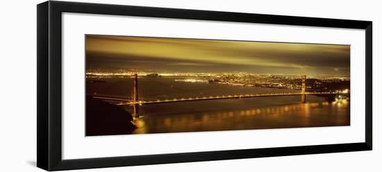 Suspension Bridge Lit Up at Dusk, Golden Gate Bridge, San Francisco, California, USA-null-Framed Photographic Print