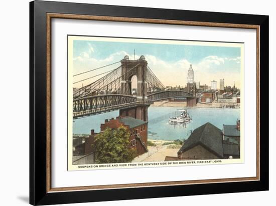 Suspension Bridge over Ohio River-null-Framed Art Print