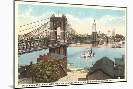 Suspension Bridge over Ohio River-null-Mounted Art Print