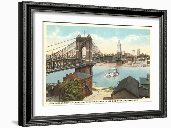 Suspension Bridge over Ohio River-null-Framed Art Print