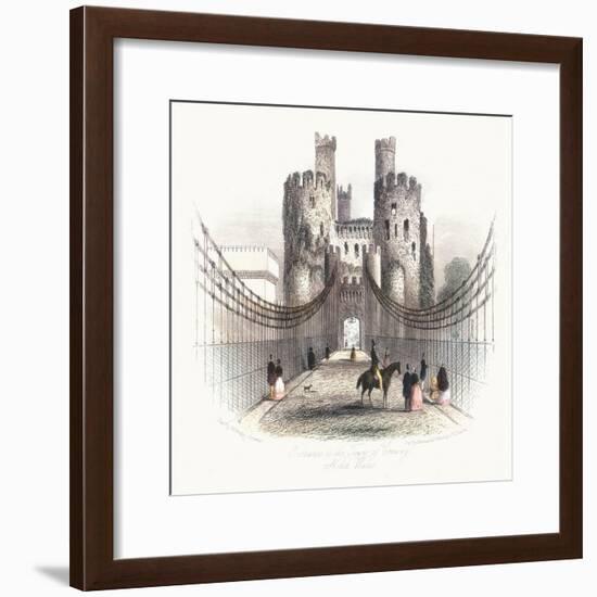 Suspension Bridge over the Conwy Estuary, Wales, C1840-Newman & Co-Framed Giclee Print