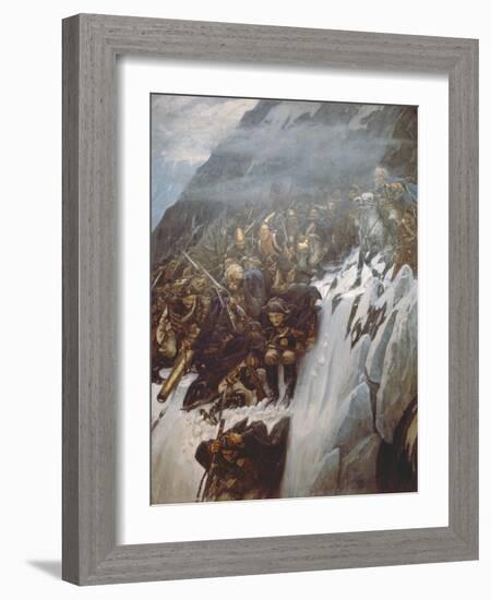 Suvorov's Army Crossing the Alps in 1799, 1899-Vasilii Ivanovich Surikov-Framed Giclee Print