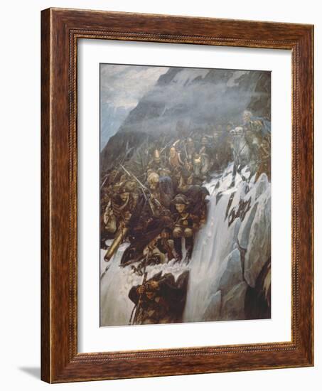 Suvorov's Army Crossing the Alps in 1799, 1899-Vasilii Ivanovich Surikov-Framed Giclee Print