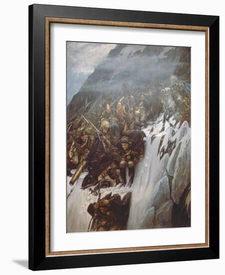 Suvorov's Army Crossing the Alps in 1799, 1899-Vasilii Ivanovich Surikov-Framed Giclee Print