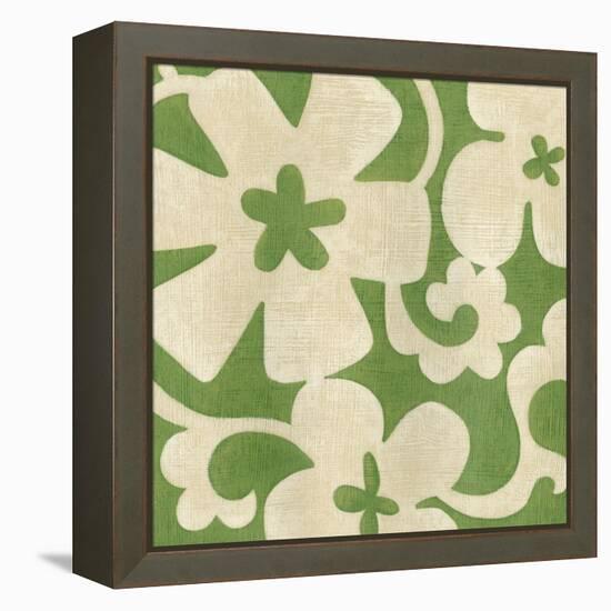 Suzani Silhouette in Green I-Chariklia Zarris-Framed Stretched Canvas