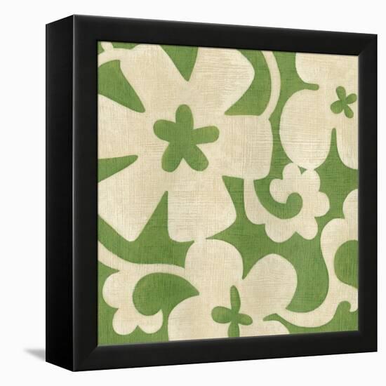 Suzani Silhouette in Green I-Chariklia Zarris-Framed Stretched Canvas