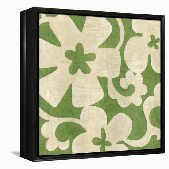 Suzani Silhouette in Green I-Chariklia Zarris-Framed Stretched Canvas