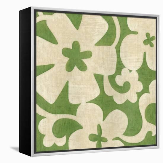 Suzani Silhouette in Green I-Chariklia Zarris-Framed Stretched Canvas