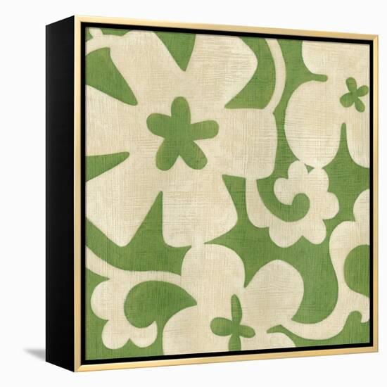 Suzani Silhouette in Green I-Chariklia Zarris-Framed Stretched Canvas