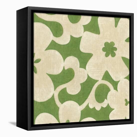 Suzani Silhouette in Green II-Chariklia Zarris-Framed Stretched Canvas