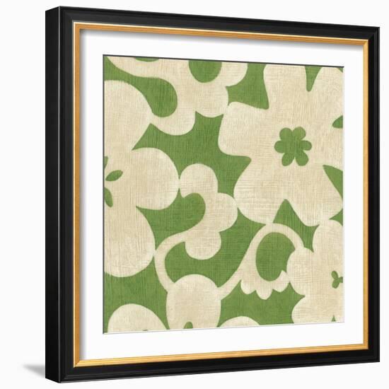 Suzani Silhouette in Green II-Chariklia Zarris-Framed Art Print