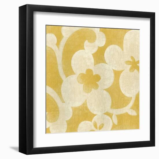 Suzani Silhouette in Yellow I-Chariklia Zarris-Framed Art Print