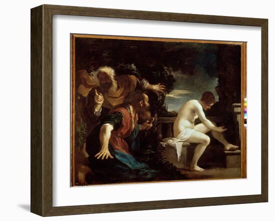 Suzanne and the Elders (Oil on Canvas, 17Th Century)-Guercino (1591-1666)-Framed Giclee Print