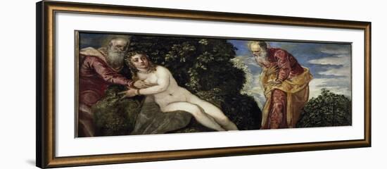 Suzanne and the Elders - Oil on Canvas, circa 1555-Jacopo Robusti Tintoretto-Framed Giclee Print
