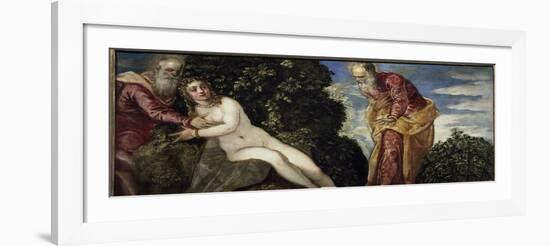 Suzanne and the Elders - Oil on Canvas, circa 1555-Jacopo Robusti Tintoretto-Framed Giclee Print