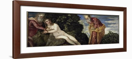 Suzanne and the Elders - Oil on Canvas, circa 1555-Jacopo Robusti Tintoretto-Framed Giclee Print