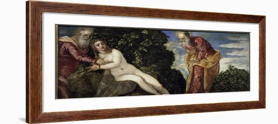 Suzanne and the Elders - Oil on Canvas, circa 1555-Jacopo Robusti Tintoretto-Framed Giclee Print