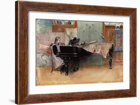 Suzanne at the Clavier' or 'The Scales'-Carl Larsson-Framed Giclee Print