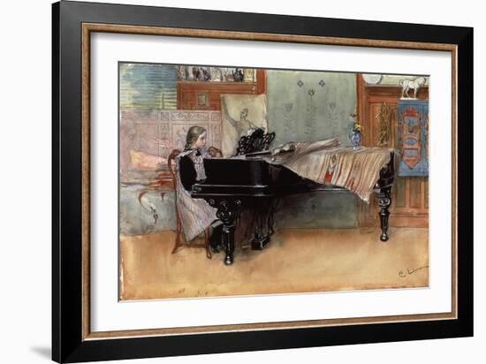 Suzanne at the Clavier' or 'The Scales'-Carl Larsson-Framed Giclee Print