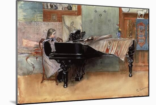 Suzanne at the Clavier' or 'The Scales'-Carl Larsson-Mounted Giclee Print