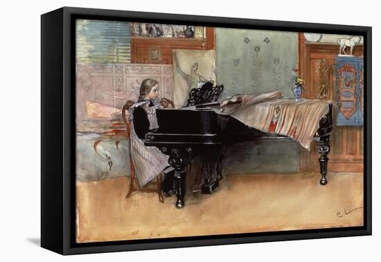 Suzanne at the Clavier' or 'The Scales'-Carl Larsson-Framed Premier Image Canvas