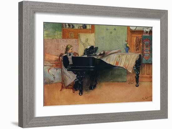 'Suzanne at the Piano', c1900-Carl Larsson-Framed Giclee Print