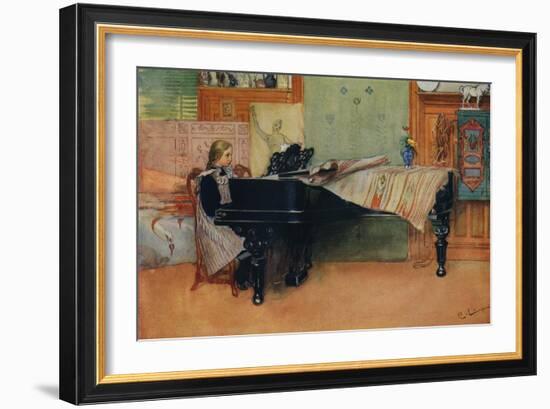'Suzanne at the Piano', c1900-Carl Larsson-Framed Giclee Print