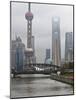 Suzhou Creek and the Waibaidu Bridge with View Towards the Pudong Skyline, Shanghai, China, Asia-Amanda Hall-Mounted Photographic Print