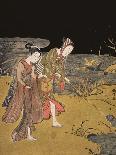 Crow and Heron, or Young Lovers Walking Together under an Umbrella in a Snowstorm, C1769-Suzuki Harunobu-Giclee Print