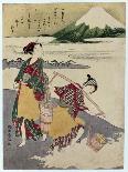 Crow and Heron, or Young Lovers Walking Together under an Umbrella in a Snowstorm, C1769-Suzuki Harunobu-Framed Giclee Print