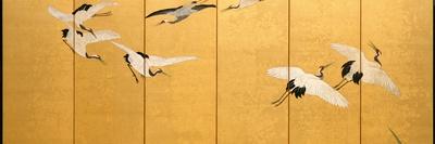Six-Fold Screen Depicting Reeds and Cranes, Edo Period, Japanese, 19th Century-Suzuki Kiitsu-Premier Image Canvas