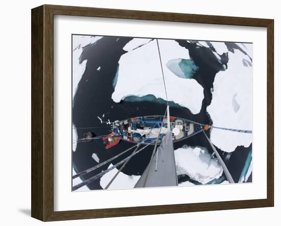 Sv Arctica Picking its Way Through Sea Ice in Hinlopen Strait, Nordaustlandet, Svalbard, Norway-Paul Souders-Framed Photographic Print