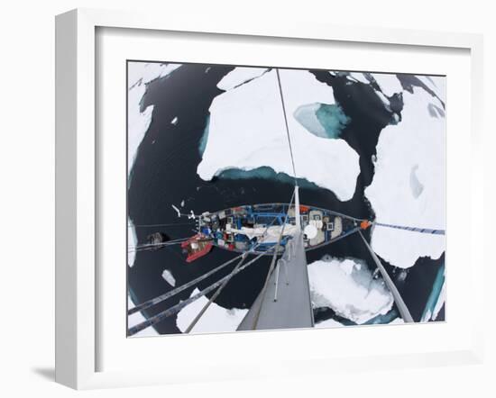 Sv Arctica Picking its Way Through Sea Ice in Hinlopen Strait, Nordaustlandet, Svalbard, Norway-Paul Souders-Framed Photographic Print