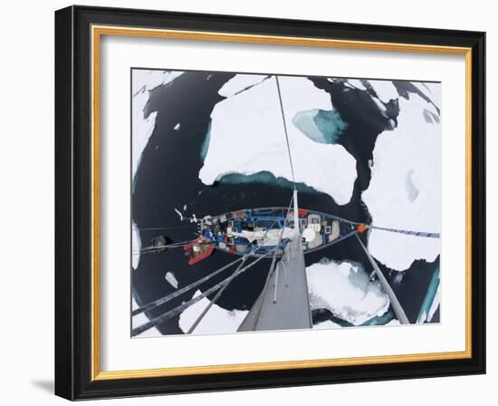 Sv Arctica Picking its Way Through Sea Ice in Hinlopen Strait, Nordaustlandet, Svalbard, Norway-Paul Souders-Framed Photographic Print