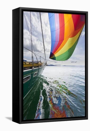 SV Nawalk with Spinnaker Flying, San Juan Islands, Washington, USA-Jaynes Gallery-Framed Premier Image Canvas