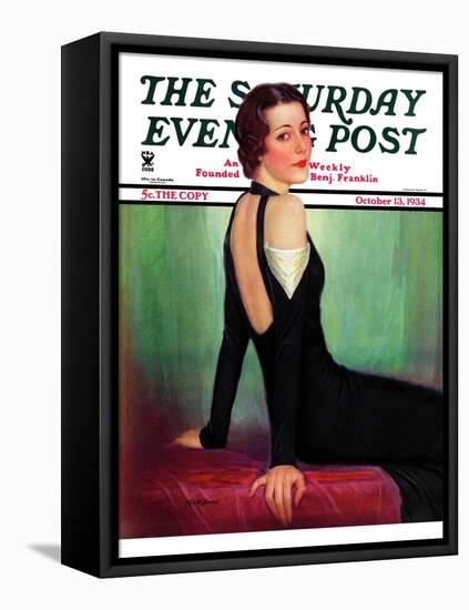 "Svelte in Black," Saturday Evening Post Cover, October 13, 1934-Charles W. Dennis-Framed Premier Image Canvas