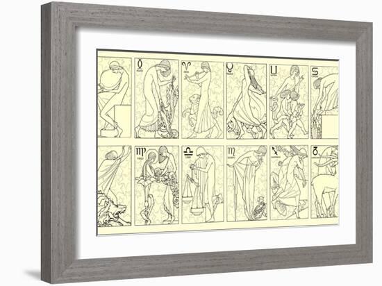 Svelte Woman Demonstrating Zodiac Signs-null-Framed Art Print