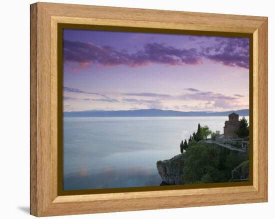 Sveti Jovan at Kaneo Church and Lake Ohrid, Ohrid, Macedonia-Walter Bibikow-Framed Premier Image Canvas