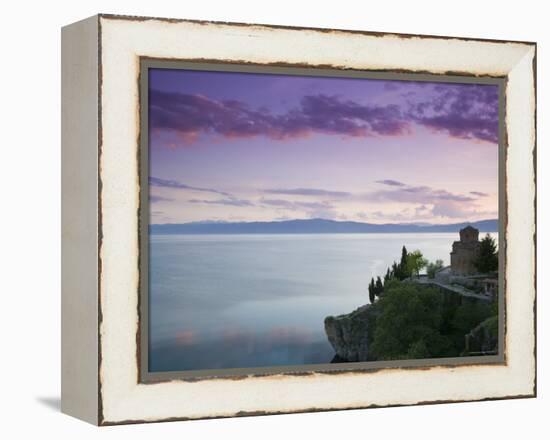 Sveti Jovan at Kaneo Church and Lake Ohrid, Ohrid, Macedonia-Walter Bibikow-Framed Premier Image Canvas