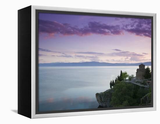Sveti Jovan at Kaneo Church and Lake Ohrid, Ohrid, Macedonia-Walter Bibikow-Framed Premier Image Canvas