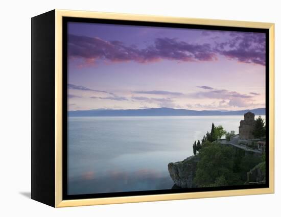 Sveti Jovan at Kaneo Church and Lake Ohrid, Ohrid, Macedonia-Walter Bibikow-Framed Premier Image Canvas