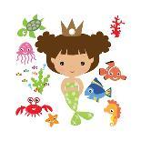 Mermaid,Girl,Cute,Funny,Vector,Cartoon,Illustration-Svetlana Peskin-Art Print