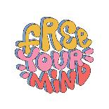 Free Your Mind - Retro round Sticker in Retro Style 70S, 80S. Slogan Design for T-Shirts, Cards, Po-Svetlana Shamshurina-Photographic Print