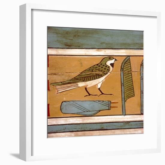 Swallow detail, Egyptian hieroglyphic on inner wall of coffin, c2000 BC-Unknown-Framed Giclee Print