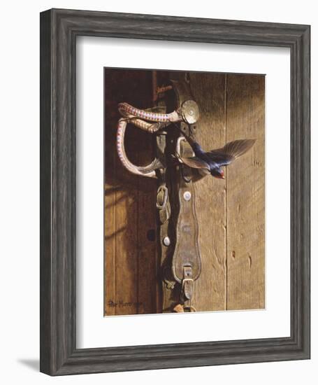 Swallow On Saddlery-Peter Munro-Framed Premium Giclee Print