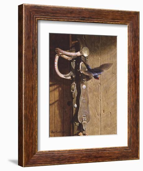 Swallow On Saddlery-Peter Munro-Framed Premium Giclee Print
