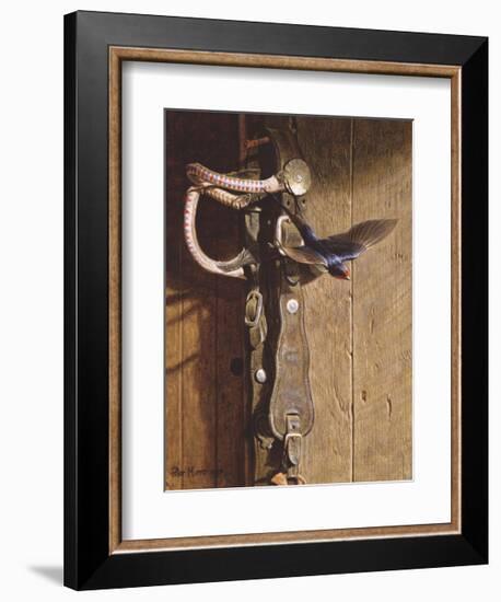 Swallow On Saddlery-Peter Munro-Framed Premium Giclee Print